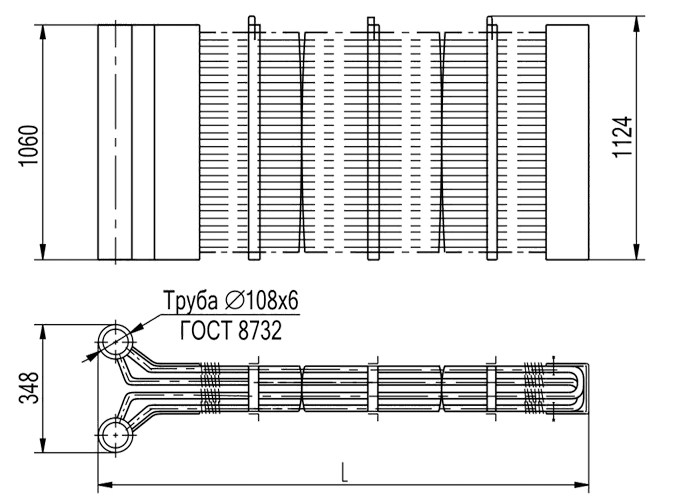 Секции оребренные змеевиковые СО-110-02-УХЛ3 (СО-170-02-УХЛ3) 