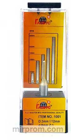 Фреза по дереву ГЛОБУС пазовая прямая однозубая 1001 D3 d8 h12 z1